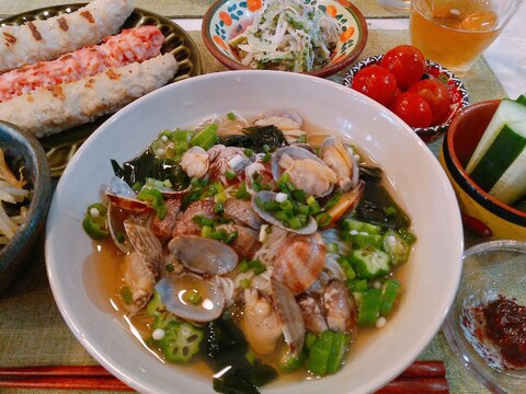 夏にぴったり！栄養満点冷やしあさりうどん（素麺）☆